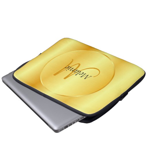 Benutzerdefinierte Imitat Gold Elegante Moderne Mo Laptopschutzhülle (Vorne Knopf)