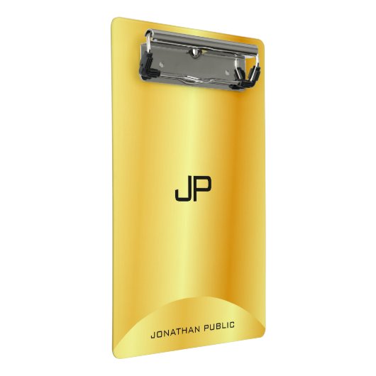 Benutzerdefinierte Imitat Gold elegante Monogram M Mini Klemmbrett (Schrägansicht)