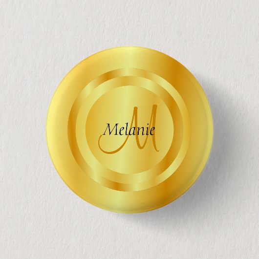 Benutzerdefinierte Imitat Gold Moderne Monogramm E Button (Vorderseite)