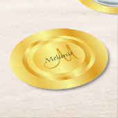 Benutzerdefinierte Imitat Gold Moderne Monogramm E Runder Pappuntersetzer (Angewinkelt)