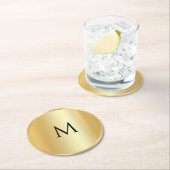 Benutzerdefinierte Imitat Gold Trendy Monogram Mod Runder Pappuntersetzer (Vor Ort)