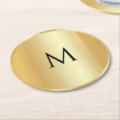 Benutzerdefinierte Imitat Gold Trendy Monogram Mod Runder Pappuntersetzer (Angewinkelt)