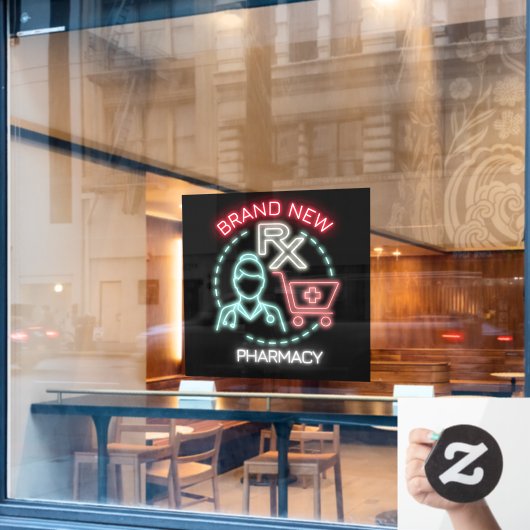 Benutzerdefinierte Imitat Neon Pharmacy Drugstore Fensteraufkleber (Café-Fenster)