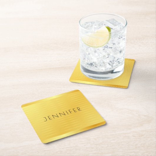 Benutzerdefinierte Imitate Gold Elegante Moderne V Rechteckiger Pappuntersetzer (Vor Ort)