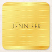 Benutzerdefinierte Imitate Gold Elegante Moderne V Rechteckiger Pappuntersetzer (Vorderseite)