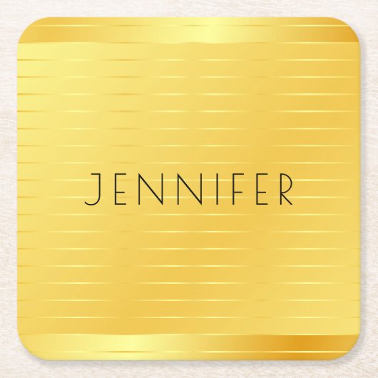 Benutzerdefinierte Imitate Gold Elegante Moderne V Rechteckiger Pappuntersetzer (Vorderseite)