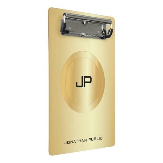 Benutzerdefinierte Imitate Gold elegante Monogram- Mini Klemmbrett (Schrägansicht)