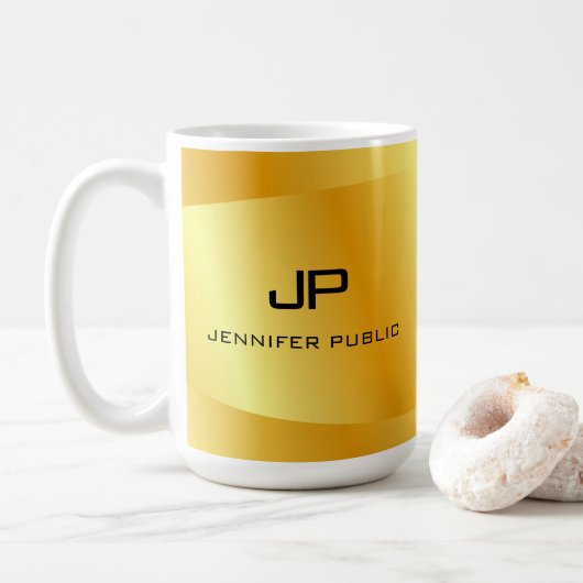 Benutzerdefinierte Imitate Gold Monogram Template Kaffeetasse (Mit Donut)