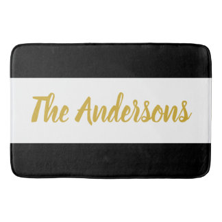 Benutzerdefinierte Imitate Gold-Script auf Schwarz Badematte