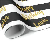 Benutzerdefinierte Imitate Gold-Script auf schwarz Geschenkpapier (Rolleneckpunkt)