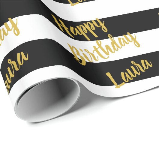 Benutzerdefinierte Imitate Gold-Script auf schwarz Geschenkpapier (Rolleneckpunkt)