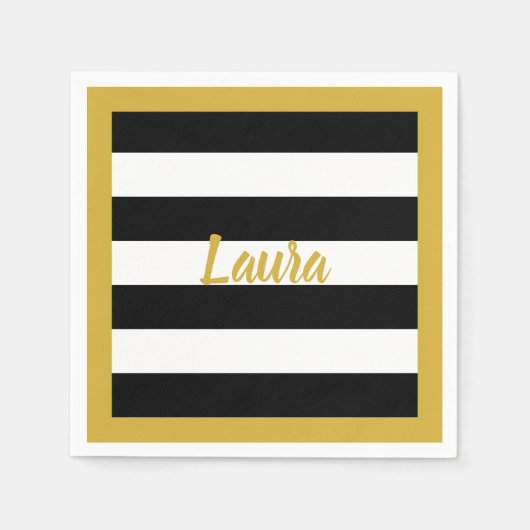 Benutzerdefinierte Imitate Gold-Script auf schwarz Serviette (Vorderseite)