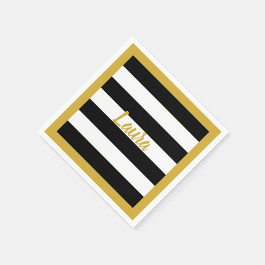 Benutzerdefinierte Imitate Gold-Script auf schwarz Serviette (Ecke)