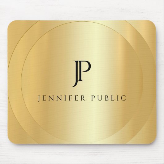 Benutzerdefinierte Imitate Gold Template Monogramm Mousepad (Vorne)