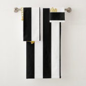 Benutzerdefinierte Imitate Goldtext auf Schwarz un Badhandtuch Set (Insitu)