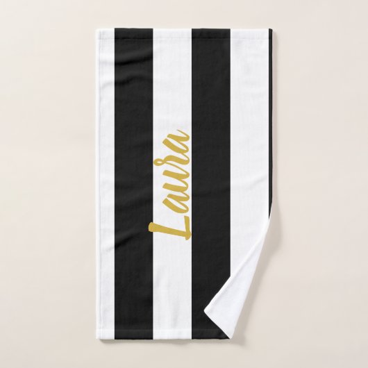 Benutzerdefinierte Imitate Goldtext auf Schwarz un Badhandtuch Set (Handtuch)
