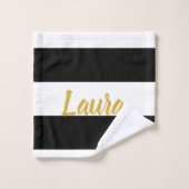 Benutzerdefinierte Imitate Goldtext auf Schwarz un Badhandtuch Set (Waschlappen)