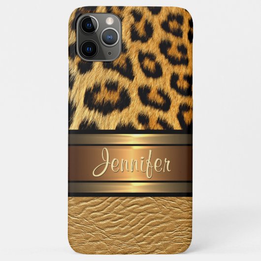 Benutzerdefinierte Imitate Leopard Skin Gold Leder Case-Mate iPhone Hülle (Rückseite)