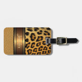 Benutzerdefinierte Imitate Leopard Skin Gold Leder Gepäckanhänger (Vorderseite horizontal)