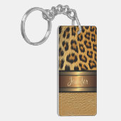 Benutzerdefinierte Imitate Leopard Skin Gold Leder Schlüsselanhänger (Vorderseite links)