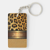 Benutzerdefinierte Imitate Leopard Skin Gold Leder Schlüsselanhänger (Rückseite)