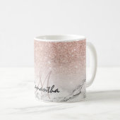 Benutzerdefinierte Imitate Rose Rosa Glitzer ombre Kaffeetasse (VorderseiteRechts)