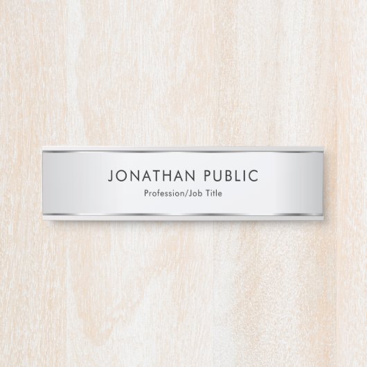 Benutzerdefinierte Imitate Silver Elegante moderne Türschild (Vorderseite )