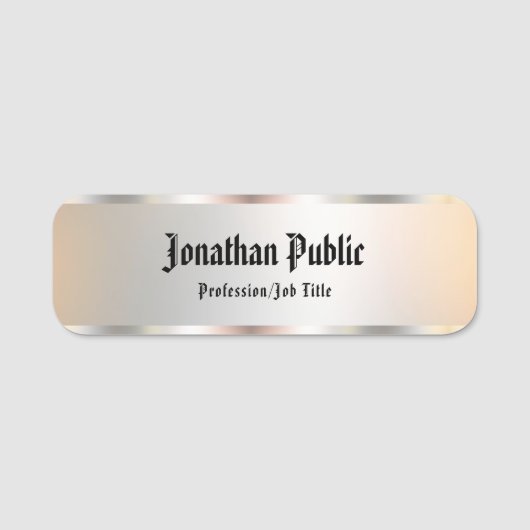 Benutzerdefinierte Imitate Silver Script Text Temp Namensschild (Vorderseite)