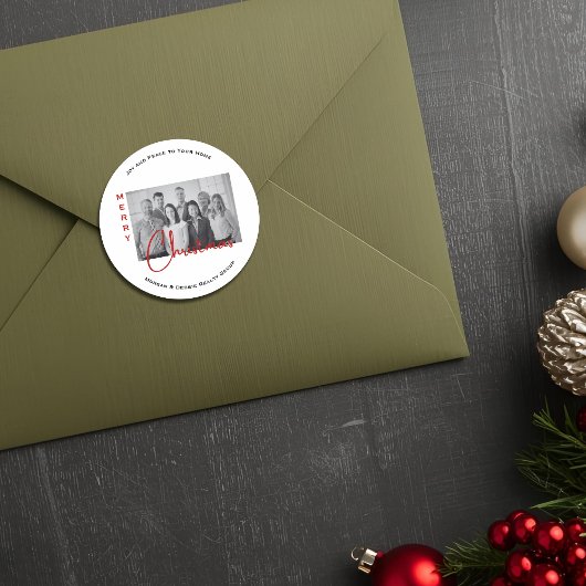 Benutzerdefinierte Immobilien-Weihnachtsgrüße Chic Runder Aufkleber