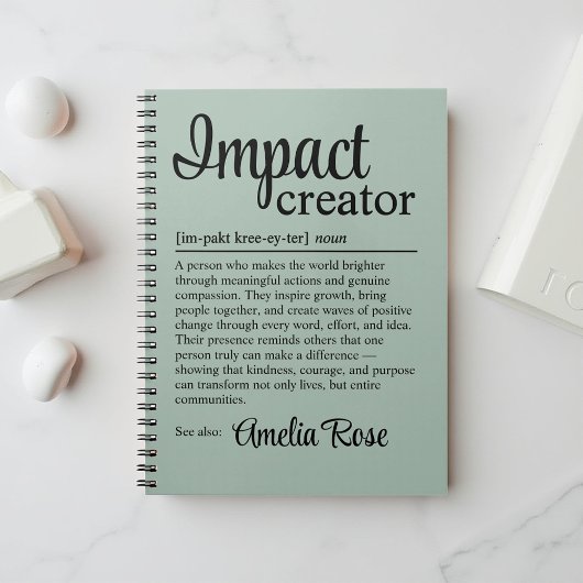 Benutzerdefinierte Impact Creator Definition Würdi Notizblock