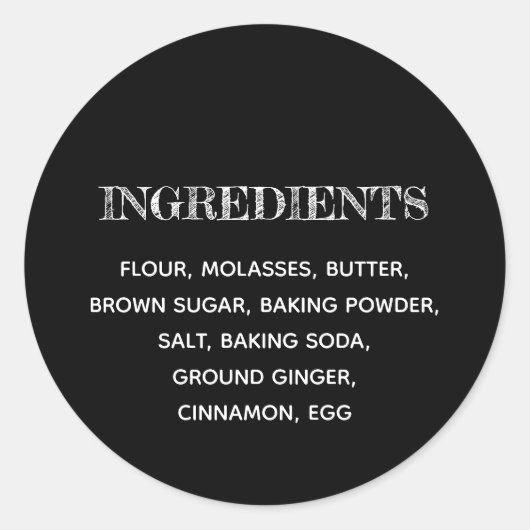 Benutzerdefinierte Inhaltsstoffe Schwarz und Weiß Runder Aufkleber (Vorderseite)