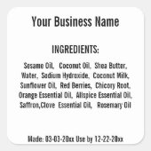 Benutzerdefinierte Inhaltsverzeichnis Handmade-Soa Quadratischer Aufkleber (Vorderseite)