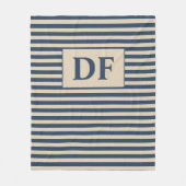 Benutzerdefinierte Initial Blau/Vanilla Stripes Fleecedecke (Vorderseite)