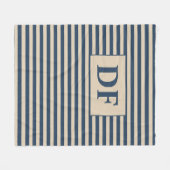 Benutzerdefinierte Initial Blau/Vanilla Stripes Fleecedecke (Vorderseite (Horizontal))