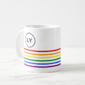 Benutzerdefinierte Initial-LGBT-Pride-Streifen Kaffeetasse (Vorderseite Links)