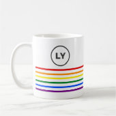Benutzerdefinierte Initial-LGBT-Pride-Streifen Kaffeetasse (Links)