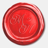 Benutzerdefinierte Initial Red Retro Wax Briefmark Runder Aufkleber (Vorderseite)