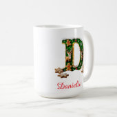 Benutzerdefinierte Initiale D Frohe Weihnachten Kaffeetasse (VorderseiteRechts)