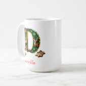 Benutzerdefinierte Initiale D Frohe Weihnachten Kaffeetasse (Vorderseite Links)