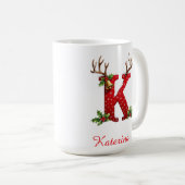 Benutzerdefinierte Initiale K Frohe Weihnachten Kaffeetasse (VorderseiteRechts)