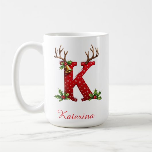 Benutzerdefinierte Initiale K Frohe Weihnachten Kaffeetasse (Links)