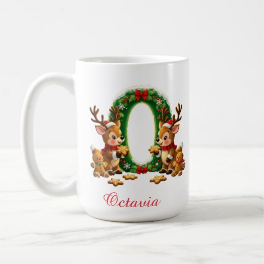 Benutzerdefinierte Initiale O frohe Weihnachten  Kaffeetasse (Links)