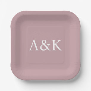Benutzerdefinierte Initialen auf Dusty Rose Mauve Pappteller