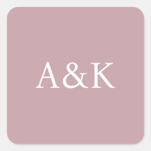 Benutzerdefinierte Initialen auf Dusty Rose Mauve Quadratischer Aufkleber