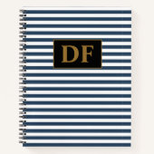 Benutzerdefinierte Initialen Blau/Weiß Streifen-No Notizblock (Vorderseite)