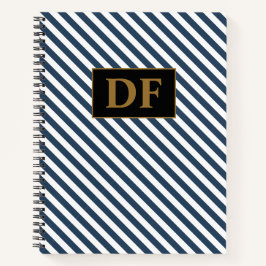 Benutzerdefinierte Initialen Blau/Weiß Streifen-No Notizblock
