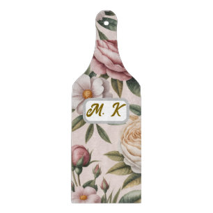 Benutzerdefinierte Initialen chic vintage Rosen co Schneidebrett