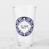 Benutzerdefinierte Initialen Elegant Manly Navy Bl Glas (Vorderseite)