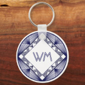 Benutzerdefinierte Initialen Elegant Manly Navy Bl Schlüsselanhänger (Vorderseite)