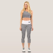 Benutzerdefinierte Initialen für Schwarz-weiße Sch Capri Leggings (Vorderseite)